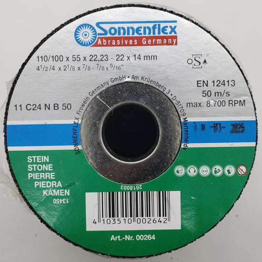 Sanding Disc C24 110/100x55x22mm=4.21/64"/3.15/16"x2.11/64"x7/8" STONE GERMAN - SONNENFLEX [ SON 264 ]