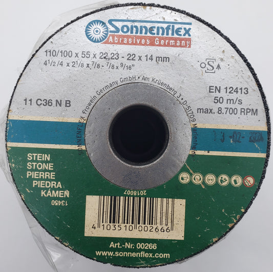 Sanding Disc C36 110/100x55x22mm=4.21/64"/3.15/16"x2.11/64"x7/8" STONE GERMAN - SONNENFLEX [ SON 266 ]