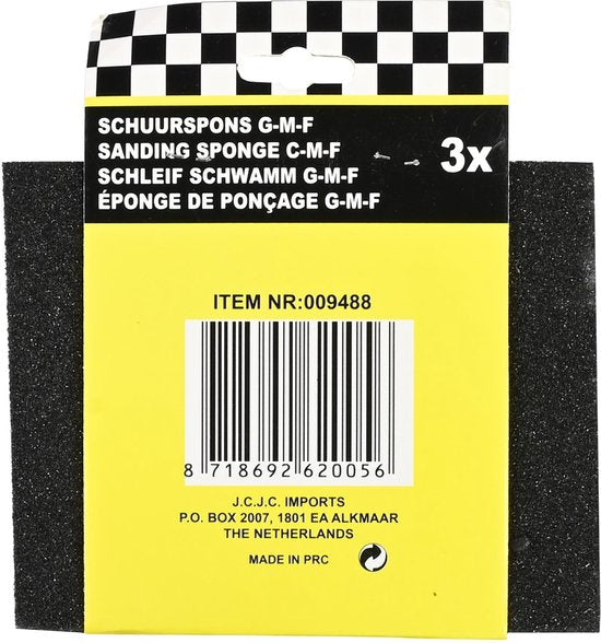 SANDING SPONGE 3PCS BLACK - C - M - F (Coarse - Medium - Fine)  - INTER-BEN [ INT 009488 ]