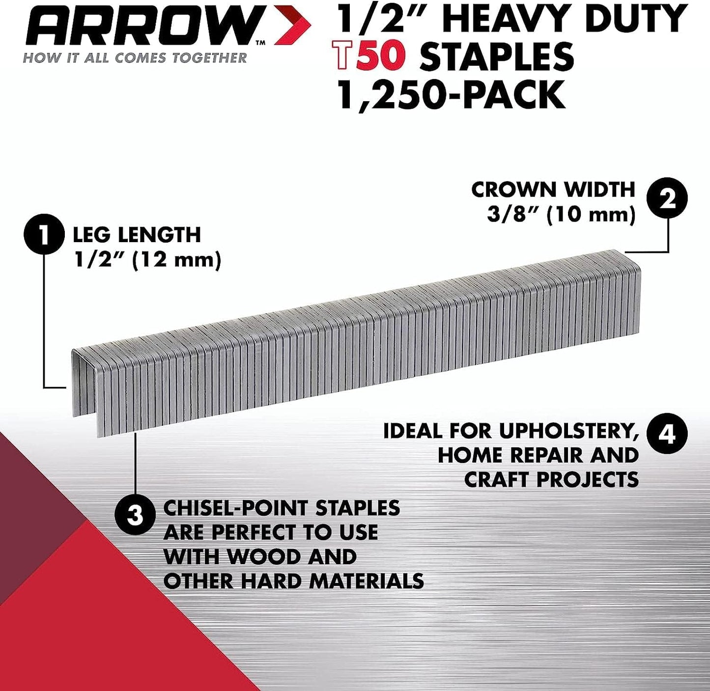 Pack of 1/2" - T/50 Staple - ARROW  -  [ XAR 508 ]