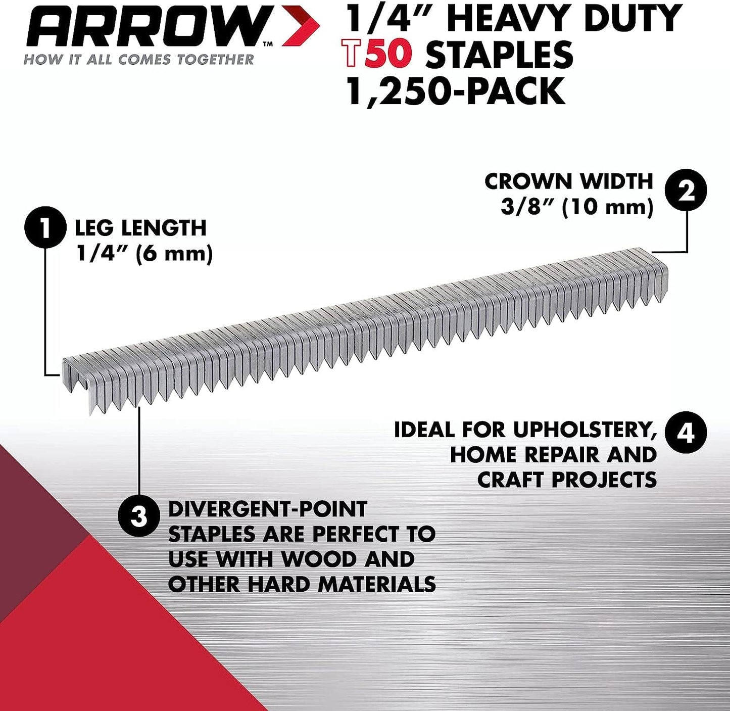 Pack of 1/4" - T/50 Staple - ARROW  -  [ XAR 50424SP ]
