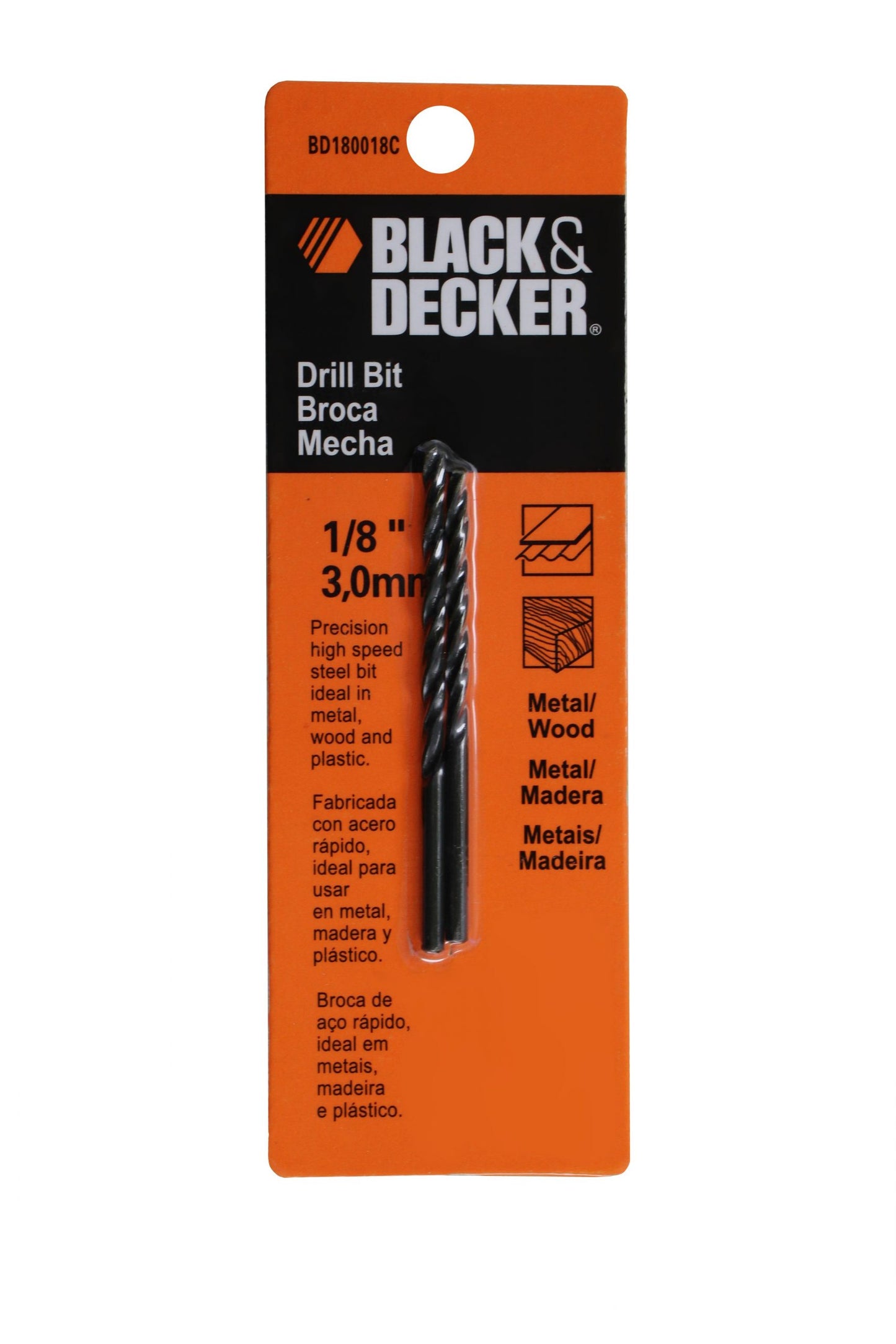 (Pack of 2) 1/8"" Steel Bit - Black and Decker  -  [ XBD BD180018C ]