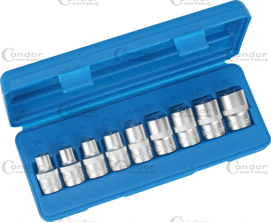 Socket Set 9 pcs 1/2" E-PROFIL 10, 11, 12, 14, 16, 18, 20, 22, 24  - CONDOR [ PRA 1007 ]