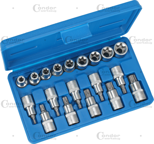 T-Profile BIT SET 1/2" Dr 19 PCS with hole + E-Profile  - CONDOR [ PRA 1008 ]