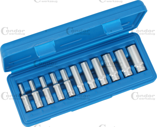 Socket Set Deep 11 pcs 1/4" 4-13mm  - CONDOR [ PRA 1009/14 ]