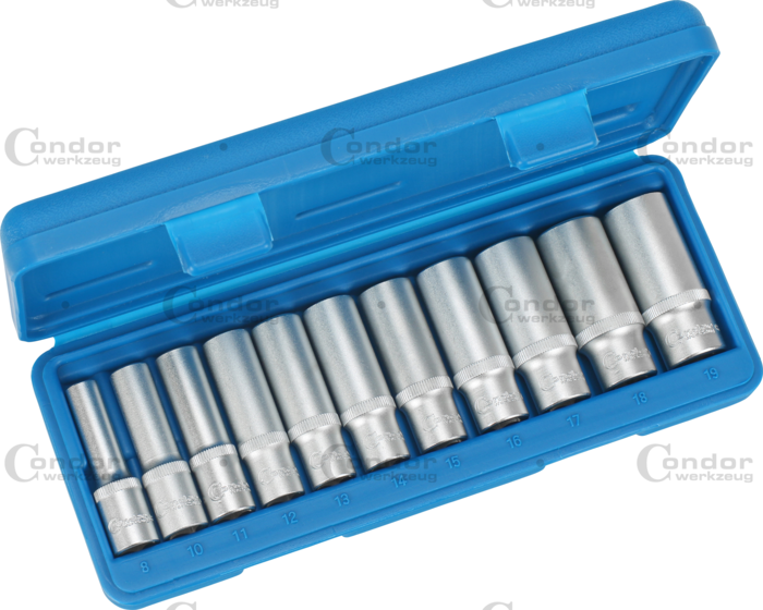 Socket Set Deep 11 pcs 3/8" 8-19mm  - CONDOR [ PRA 1009/38 ]