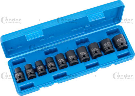 Socket Set 10 Pcs 1/2"13-24mm Plastic Case 10 Pcs CHROM-MOLYBDAEN VANADIUM CONDOR  - CONDOR [ PRA 1010/12 ]