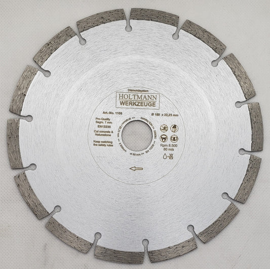 Diamond Blade UNIVERSAL Segmented for Stone, Concrete, Brick, Block cutting 180mm=7.1/4" GERMAN - HOLTMANN [ HOL 1108 ]