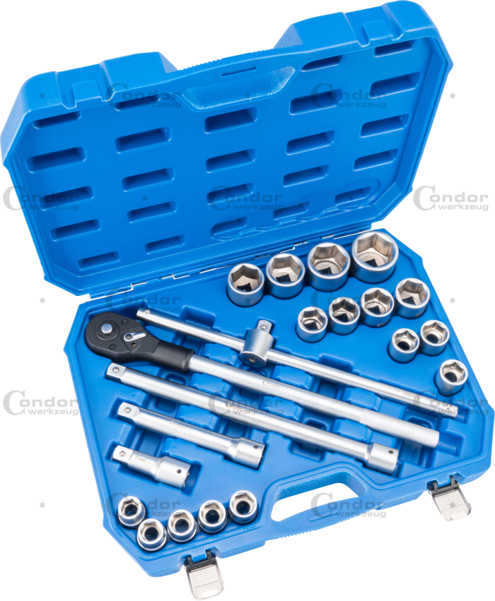 Socket Set 21 Pcs 3/4"  19-50mm=3/4"-2" Plastic Case CHROM VANADIUM CONDOR  - CONDOR [ PRA 1122 ]