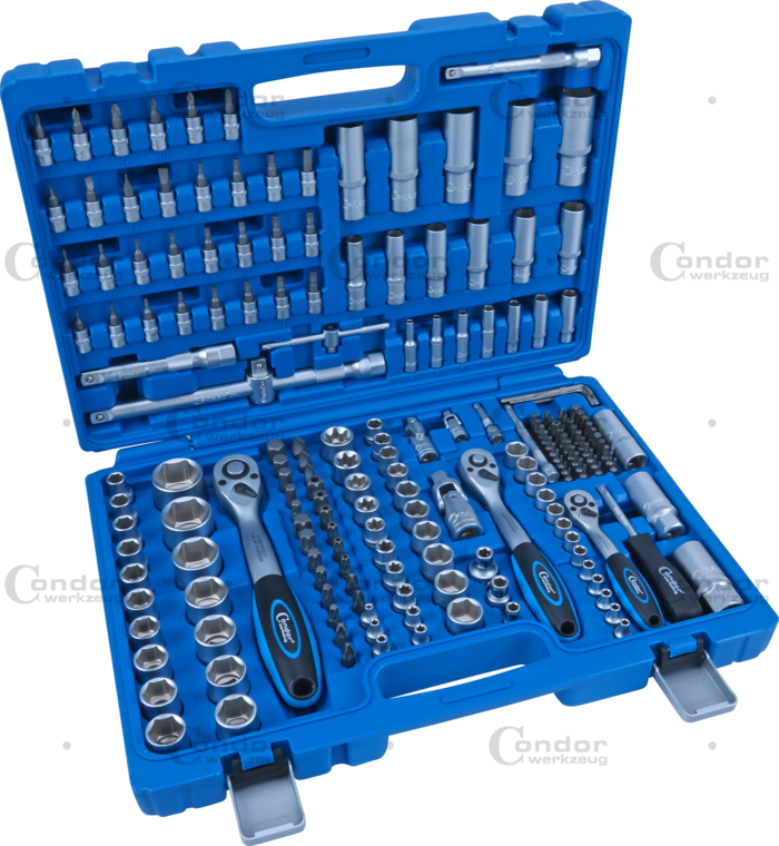 Tool Set in Plasticl Case 192 pcs 1/4", 3/8", 1/2" DRIVE,  CHROM VANADIUM CONDOR  - CONDOR [ PRA 1150 ]