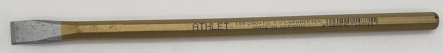 ATHLET Flat Chisel Octagon DIN 6453 250x12mm=10"x1/2"  Chrome-Molybdaen-Vanadium-Airquenched-Steel MADE IN GERMANY  -  [ ATH 138-250X12 ]