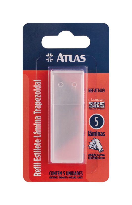 5 pc Trapezoidal BLADE REFIL. High quality carbon steel sheet. - ATLAS [ ATL AT1409 ]