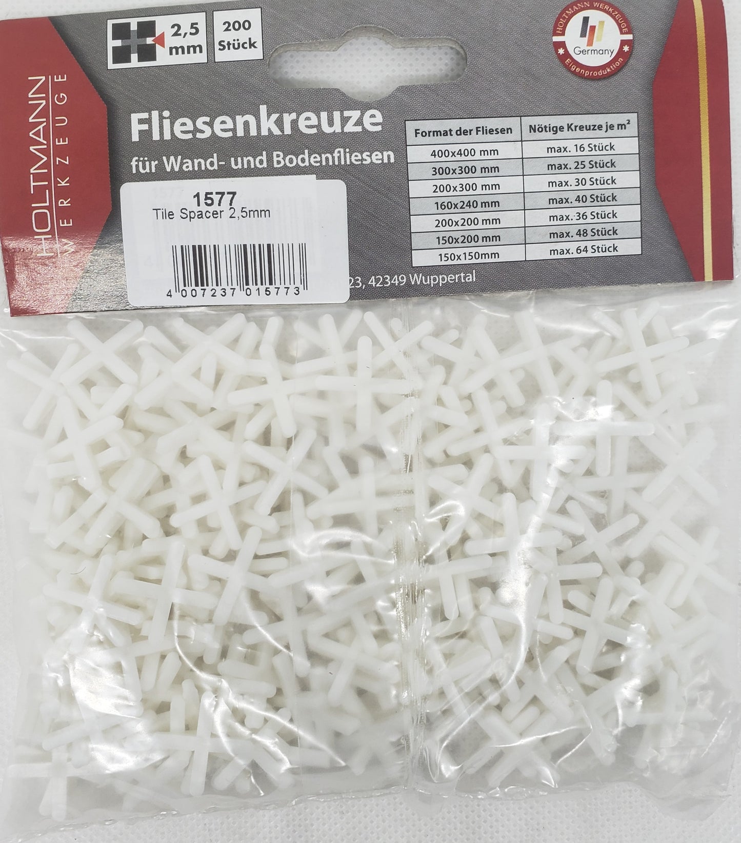 Tile Spacer 2.5mm=3/32   200pcs GERMAN - HOLTMANN [ HOL 1577 ]