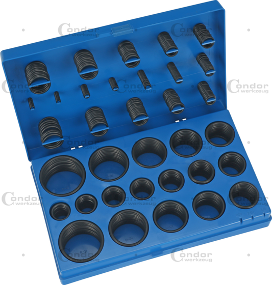 O-Ring Set 419 pcs 32 Sizes 3-50mm=1/8"-2" PETROL, OIL, ACIDR ESISTANT  - CONDOR [ PRA 1580/419 ]