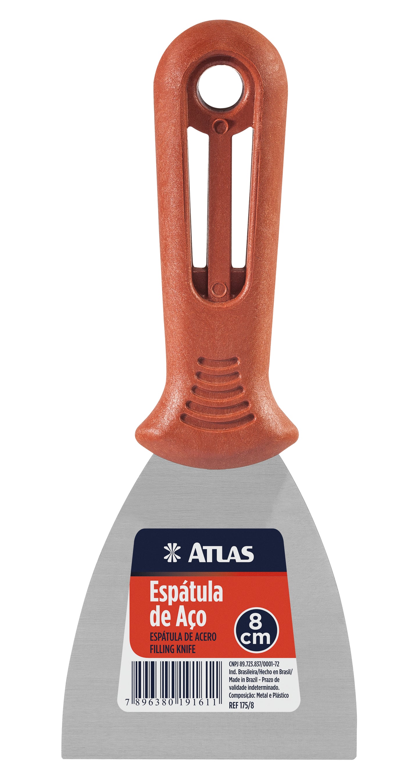 3" Carbon Steel Scraper. Flexible and resistant metal blades, treated against rust. Ergonomic and solid plastic handle, for comfort and durability - ATLAS [ ATL 175/8 ]