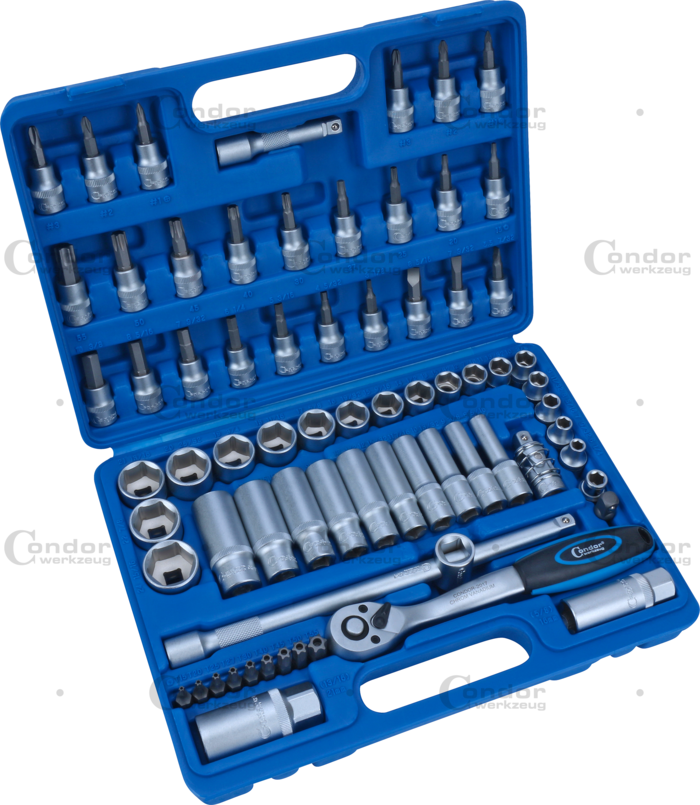 SOCKET Set IMPERIAL in PLASTIC Case 71 pcs  3/8" DRIVE,  CHROM VANADIUM CONDOR  - CONDOR [ PRA 2171ZOLL ]