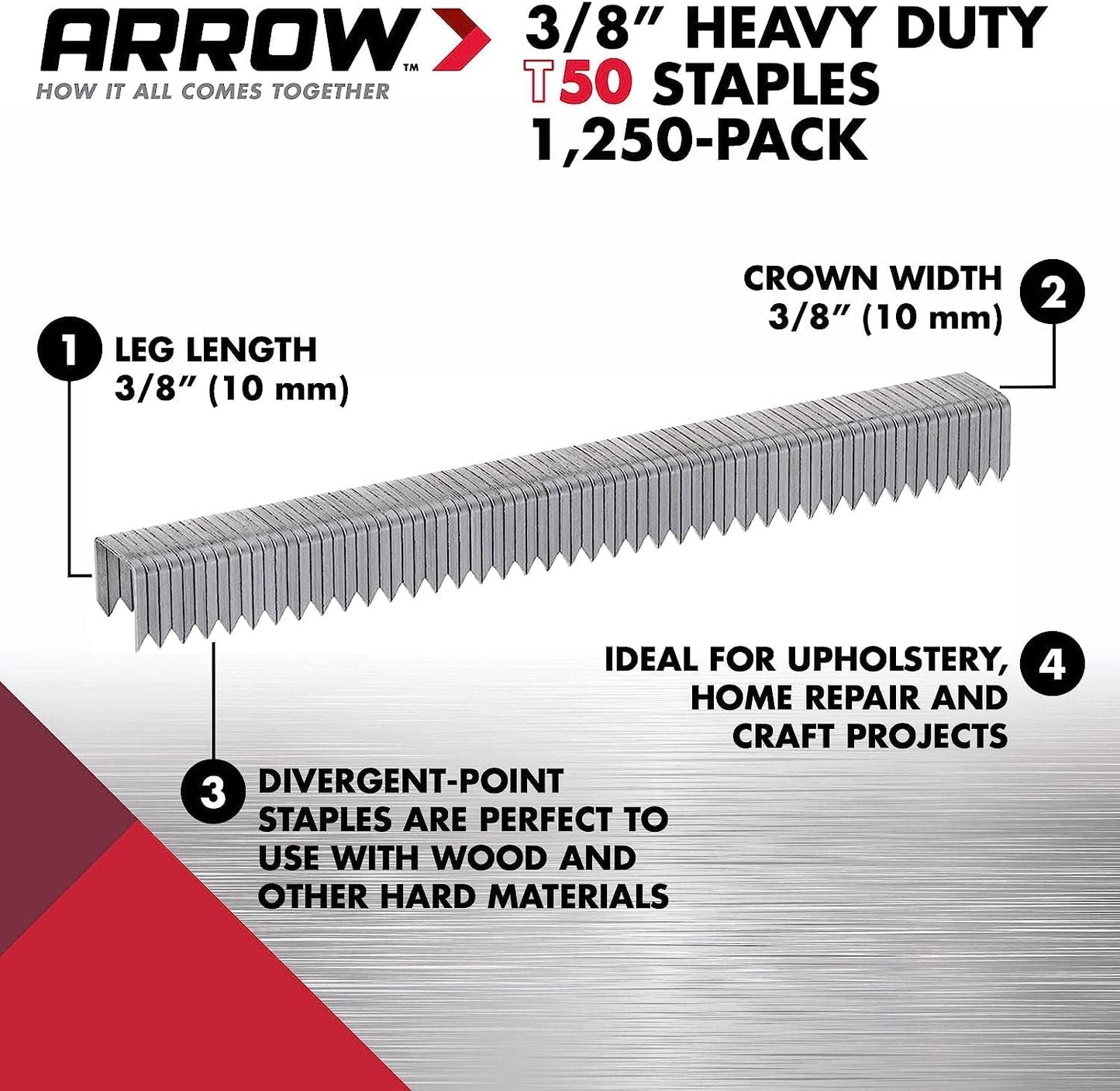 3/8" T/50 STAPLE - ARROW  -  [ XAR T50-38 ]
