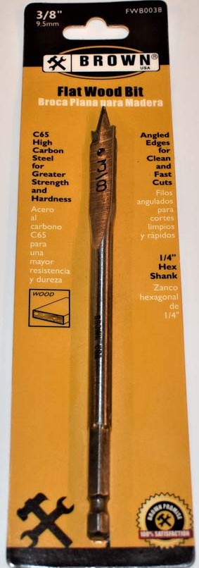 3/8" Flat Wood Bit - Brown  -  [ XBR FWB0038 ]