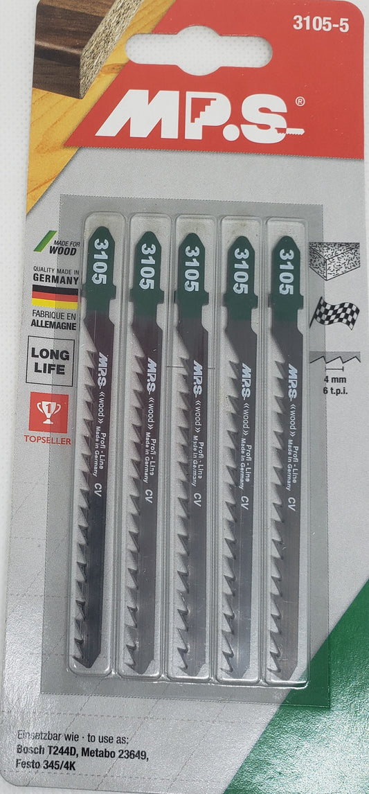 Jig Saw Blades for :BOSCH T244D, MILWAUKEE 48-42-5512 Ideal for very fast clean  cuts in Hard & Soft Wood up to 75mm=3" CURVED CUT  TLS67163  - [ MPS 3105 CV-CS ]