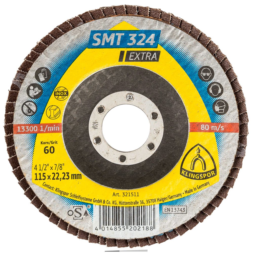 MOP DISC 115MM=4.1/2" GRIT 60 KLI-321511  - KLINGSPOR [ kli SMT 324 G60 ]