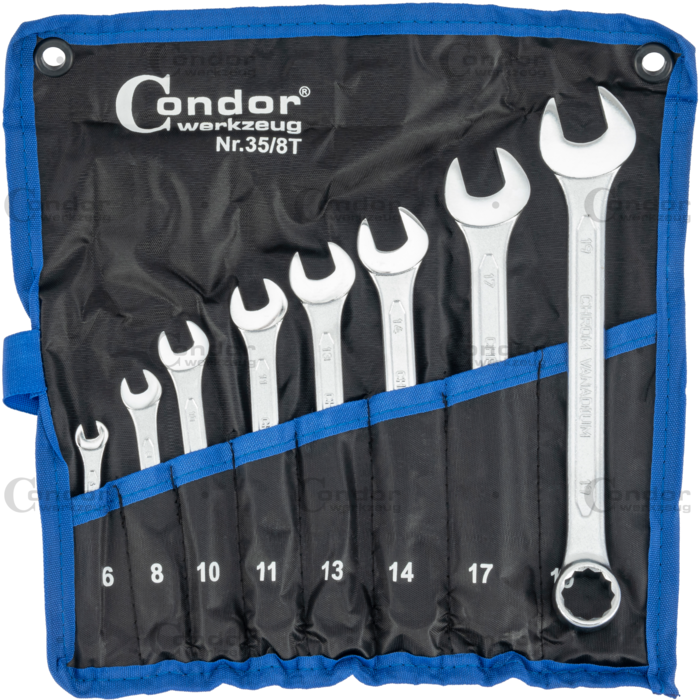 COMB SPANNER SET 8 PCS - 6, 8, 10, 11, 13, 14, 17, 19 mm  - CONDOR [ PRA 35/8T ]