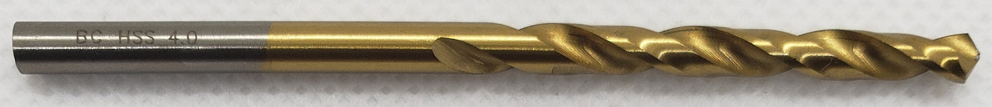 Titanium Coated HSS Drill Bits Split Point 4.0mm=5/32"  -  [ BOH Titan 04.0 ]