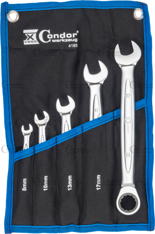 Ratchet Spanner Set, 5 pcs, 8-19 mm (5/16"- 3/4") (PRA 4006)  - CONDOR [ PRA 4185 ]