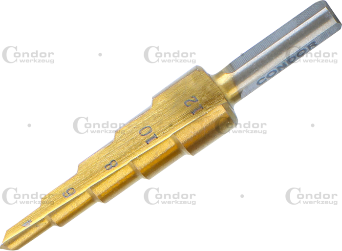 Step Drill for Metric Cable Connections 4-12mm=5/32"-1/2" TITANIUM NITRATED  - CONDOR [ pra 443/1 ]