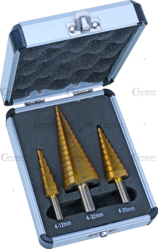 Step Drills for Metric Cable Connections 4-30mm=5/32"-1.1/8" TITANIUM NITRATED  - CONDOR [ PRA 443 ]