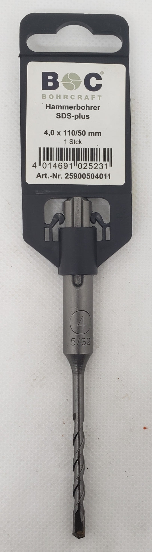 SDS + Shank Drill Bit 4x50x110mm=5/32"x2"x4.3/8"  -  [ BOH SDS 04.0/110 ]