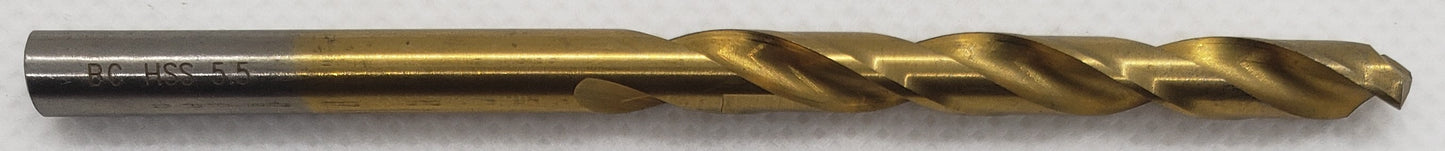 Titanium Coated HSS Drill Bits Split Point 5.5mm=7/32"  -  [ BOH Titan 05.5 ]