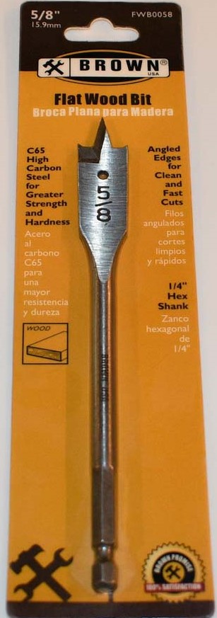 5/8" Flat Wood Bit (Brown)  -  [ XBR FL WOOD BIT 5/8 ]