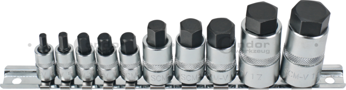 STUBBY SOCKET SET 10 PCS HEXAGON 4-19MM  - CONDOR [ PRA 5051 ]