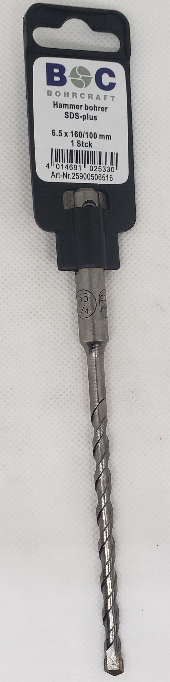 SDS + Shank Drill Bit 6.5x100x160mm=1/4"x4"x6.3/8"  -  [ BOH SDS 06.5/160 ]