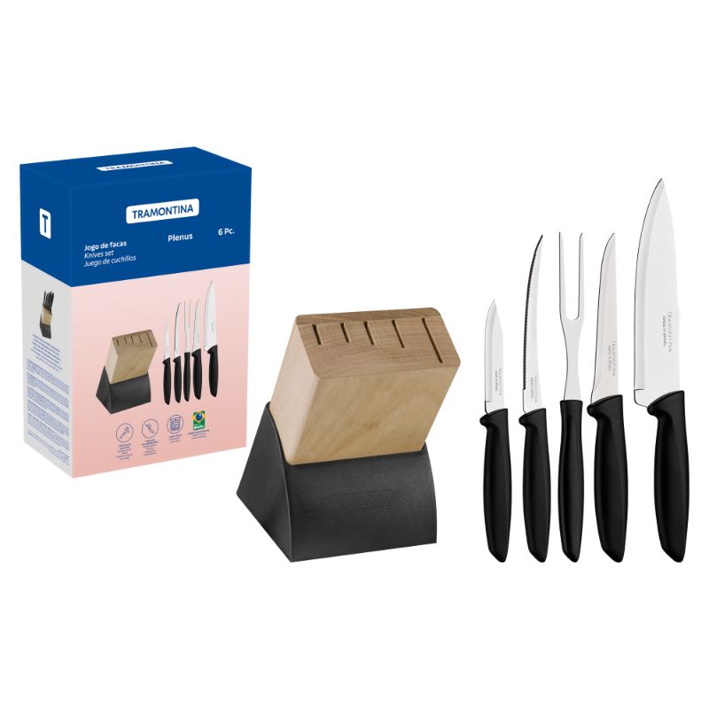 6-Piece Knife Set with Wood Block (Tramontina) - [ XTM 23498/028 ]