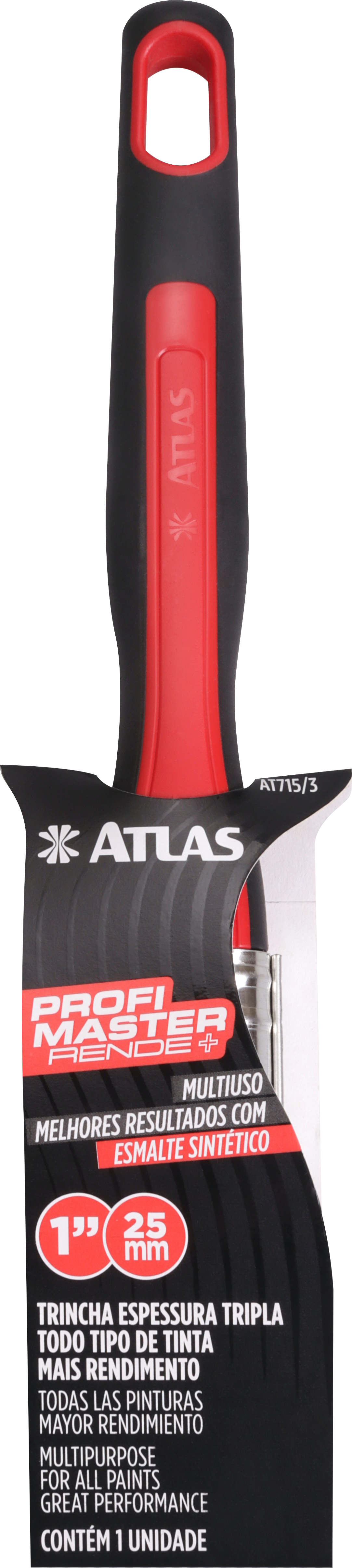 1" BROCHA PRO TRIPPLE THICK, high loading and distribuion capacity, all kinds of paint, excellent with oil based, conified head for precision cuts - ATLAS [ ATL AT715/3 ]