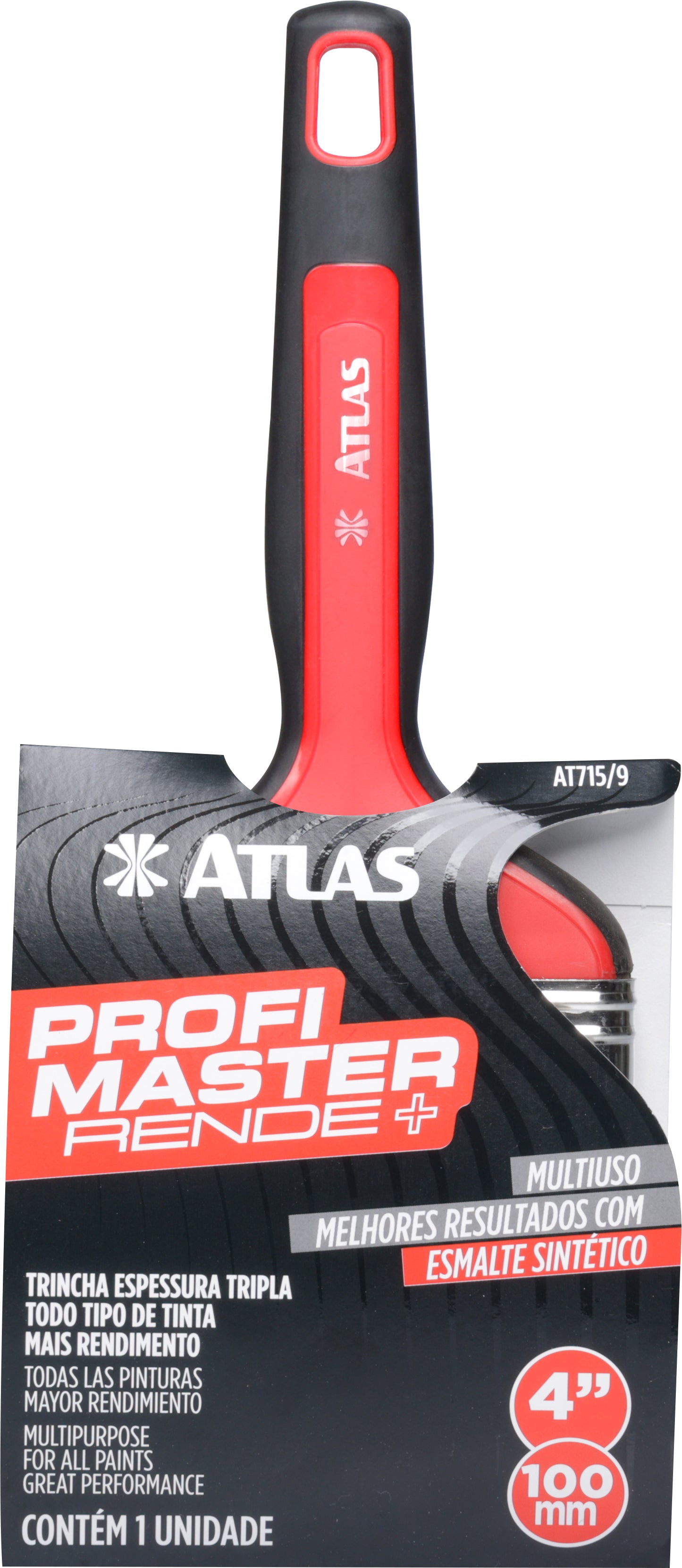 4" BROCHA PRO TRIPPLE THICK, high loading and distribuion capacity, all kinds of paint, excellent with oil based, conified head for precision cuts - ATLAS [ ATL AT715/9 ]