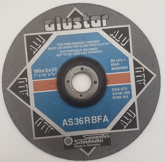 Cutting Disc 180x3x22mm=7.1/4"x1/8"x7/8" ALU STAR GERMAN - SONNENFLEX [ SON 21801 ALU STAR ]