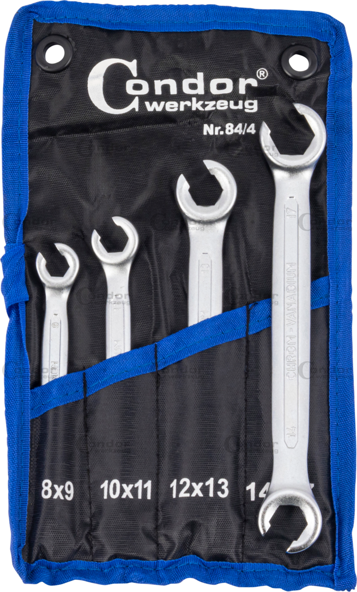 BREAK OPEN RING SPANNER SET 4 PCS, 8X9, 10X11, 12X13, 14X17  CHROM-VANADIUM-STEEL  - CONDOR [ PRA 84/4 ]