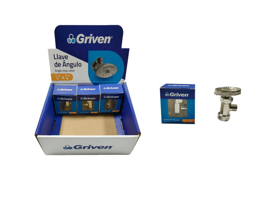 ANGLE VALVE 1/2" * 3/8" weight:120G Zinc body Zinc handle Nylon stick" - GRIVEN [ GRI GVAV38 ]