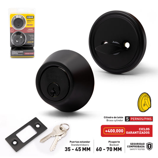 Lock Dead Bolt Single-Cylinder BLACK - COVO  -  [ COV D101BBK ]