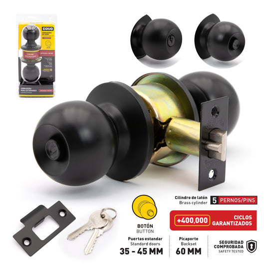 Entrance Lock, BLACK PUSH BUTTON - COVO  -  [ COV DL3871BBK ]