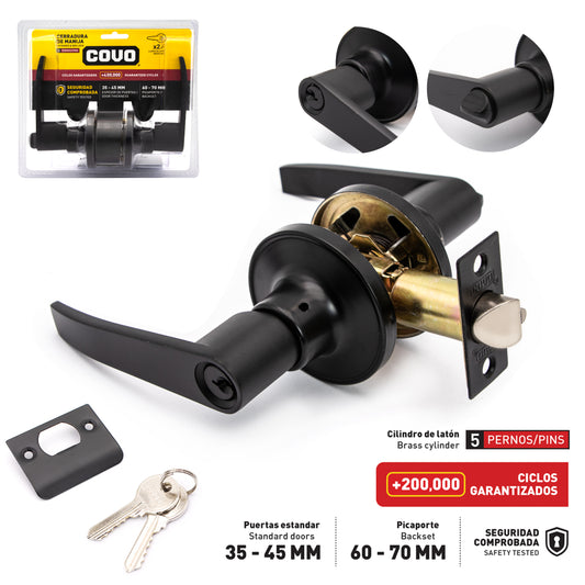 Entrance Lock, Lever Handle, BLACK - COVO  -  [ COV DL6411BBK ]