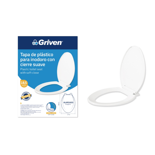 Toilet Seat + Cover Elongated Soft Close - GRIVEN [ GRI LPA237 ]