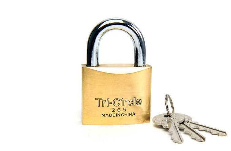 50mm Tri-Circle Brass L/SH Padlock  -  [ XTR PADLOCK LS 50 ]