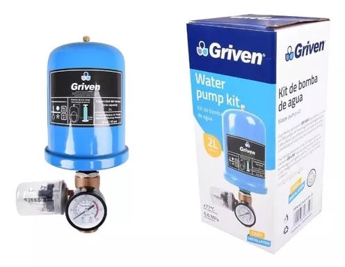 2L WATER PUMP KIT, Includes 12L Pressure Tank, Preassure Gauge, Bass-5-Way and Pressure Switch - Griven - [  GRI A414SY2L ]