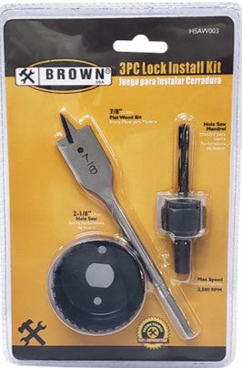 Bi-Metal 3 Pc Lock Installation Kit - Brown  -  [ XBR HSAW004 ]